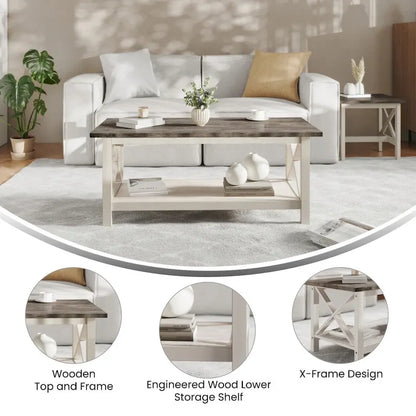 Solid Wood Traditional Farmhouse Coffee Table