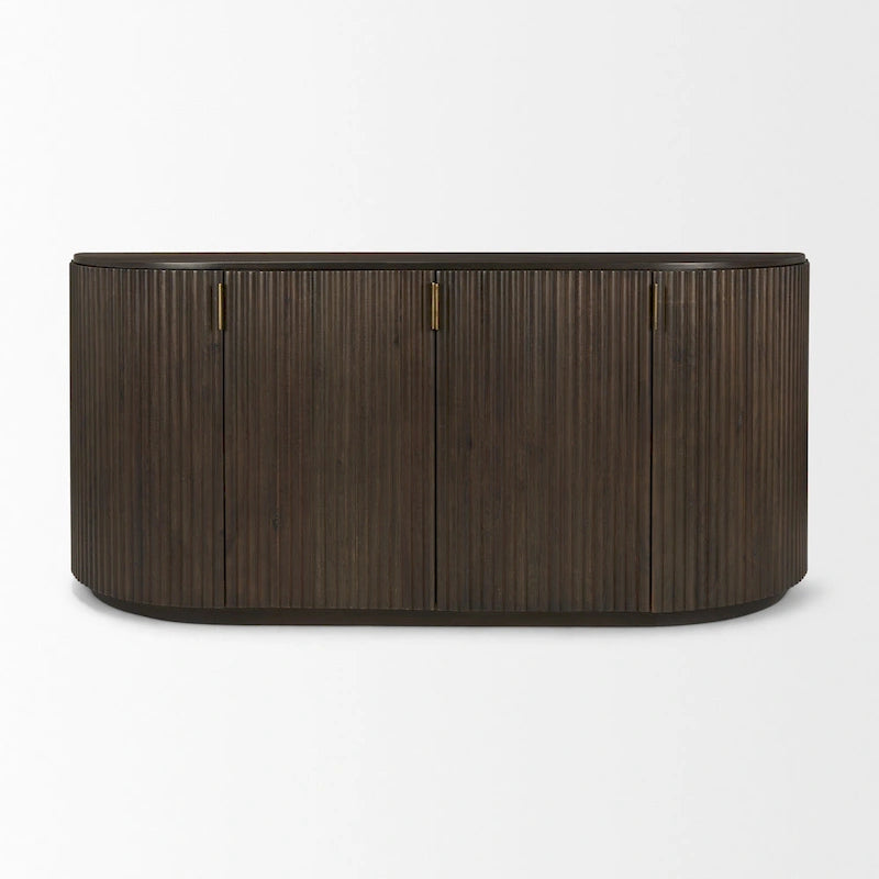 Terra Dark Brown Solid Wood Fluted Sideboard - 72.0L x 18.5W x 32.0H
