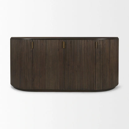 Terra Dark Brown Solid Wood Fluted Sideboard - 72.0L x 18.5W x 32.0H