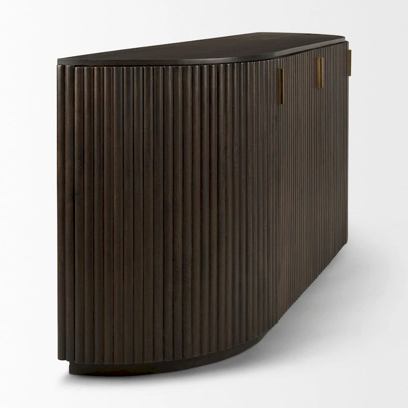 Terra Dark Brown Solid Wood Fluted Sideboard - 72.0L x 18.5W x 32.0H