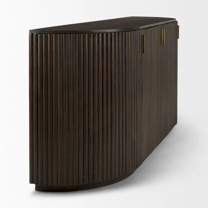 Terra Dark Brown Solid Wood Fluted Sideboard - 72.0L x 18.5W x 32.0H