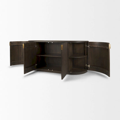 Terra Dark Brown Solid Wood Fluted Sideboard - 72.0L x 18.5W x 32.0H