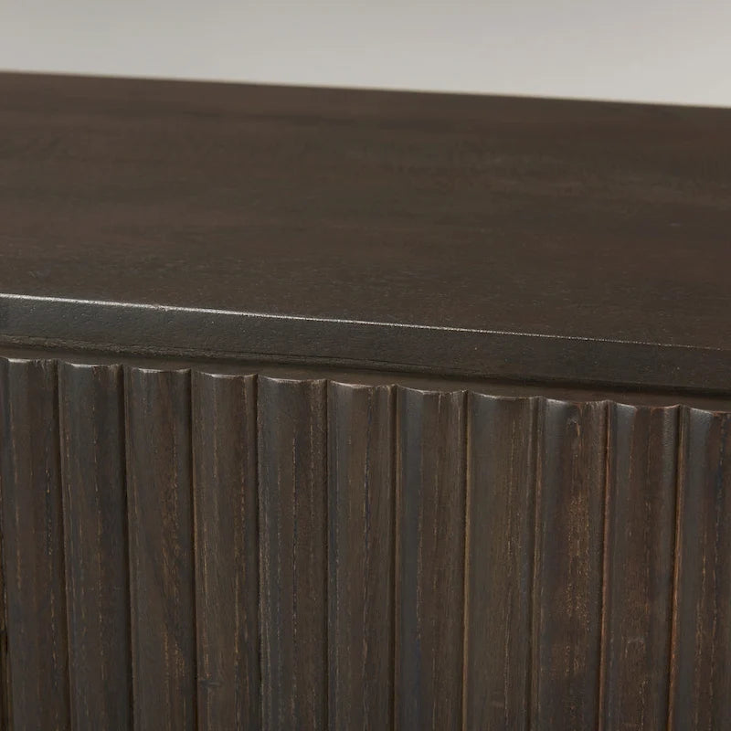 Terra Dark Brown Solid Wood Fluted Sideboard - 72.0L x 18.5W x 32.0H