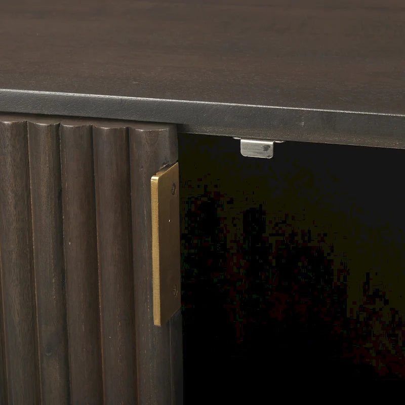Terra Dark Brown Solid Wood Fluted Sideboard - 72.0L x 18.5W x 32.0H
