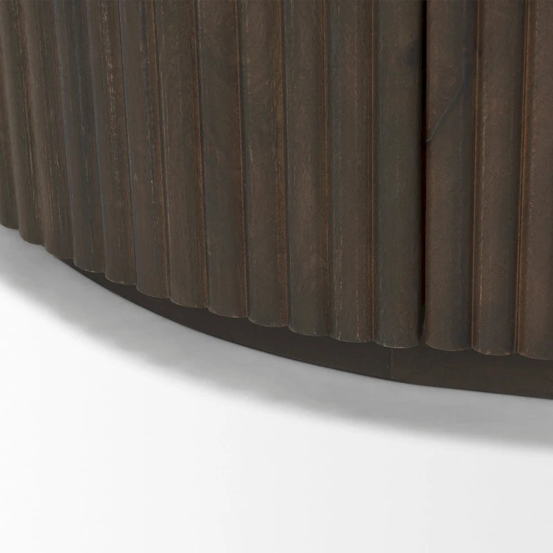 Terra Dark Brown Solid Wood Fluted Sideboard - 72.0L x 18.5W x 32.0H