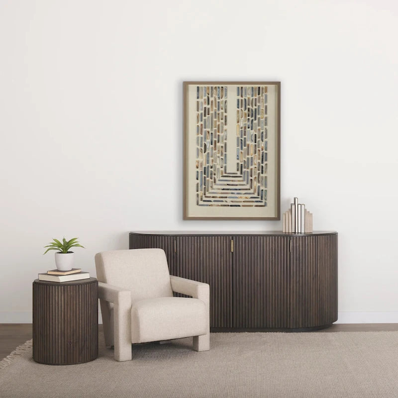 Terra Dark Brown Solid Wood Fluted Sideboard - 72.0L x 18.5W x 32.0H