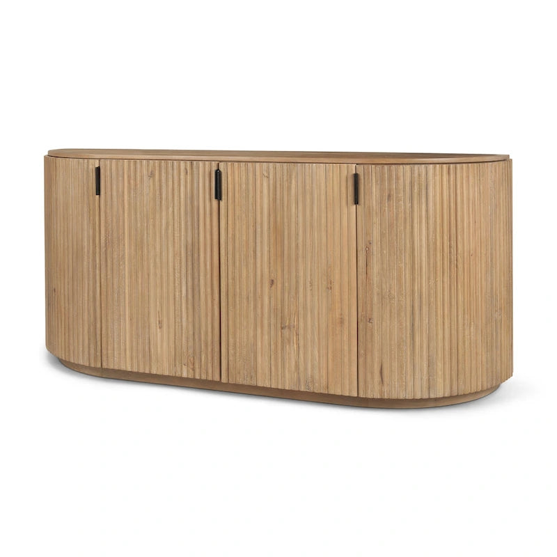 Terra Dark Brown Solid Wood Fluted Sideboard - 72.0L x 18.5W x 32.0H