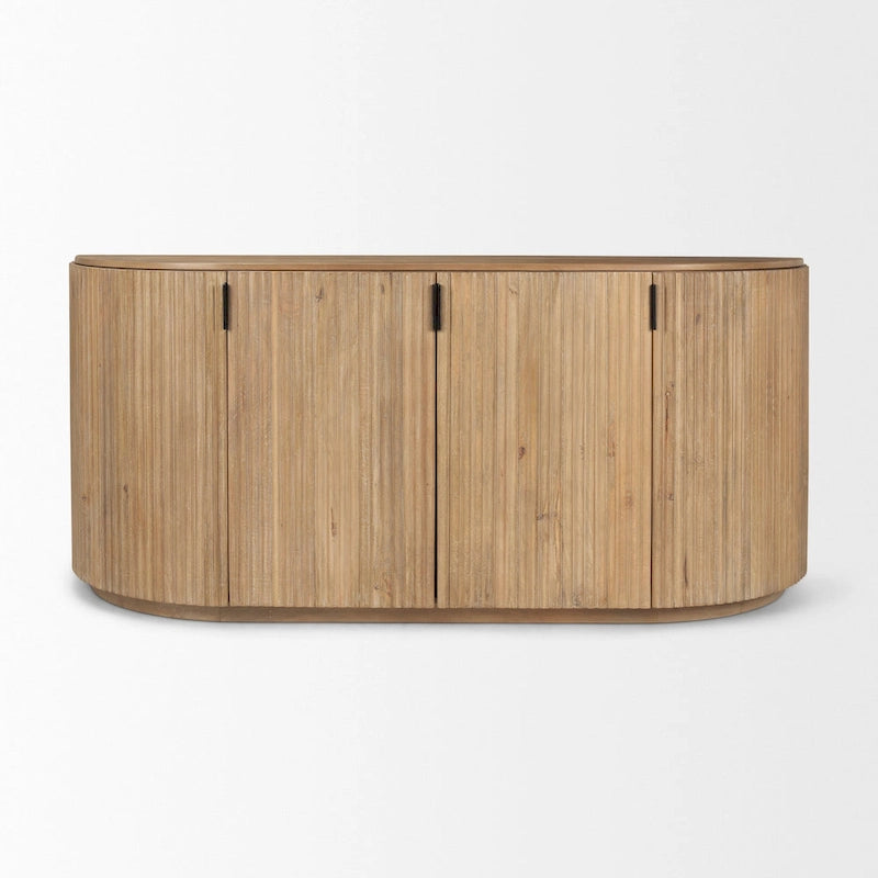 Terra Dark Brown Solid Wood Fluted Sideboard - 72.0L x 18.5W x 32.0H
