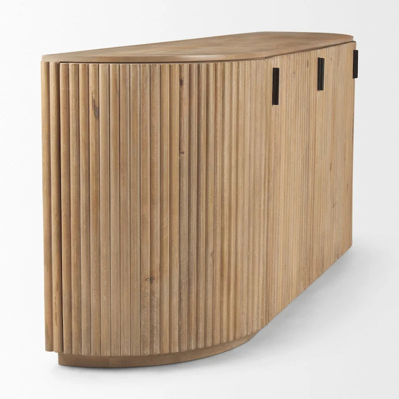 Terra Dark Brown Solid Wood Fluted Sideboard - 72.0L x 18.5W x 32.0H