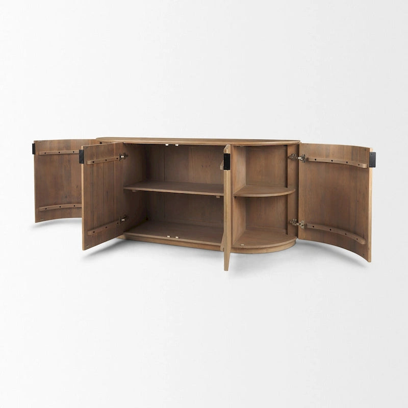 Terra Dark Brown Solid Wood Fluted Sideboard - 72.0L x 18.5W x 32.0H
