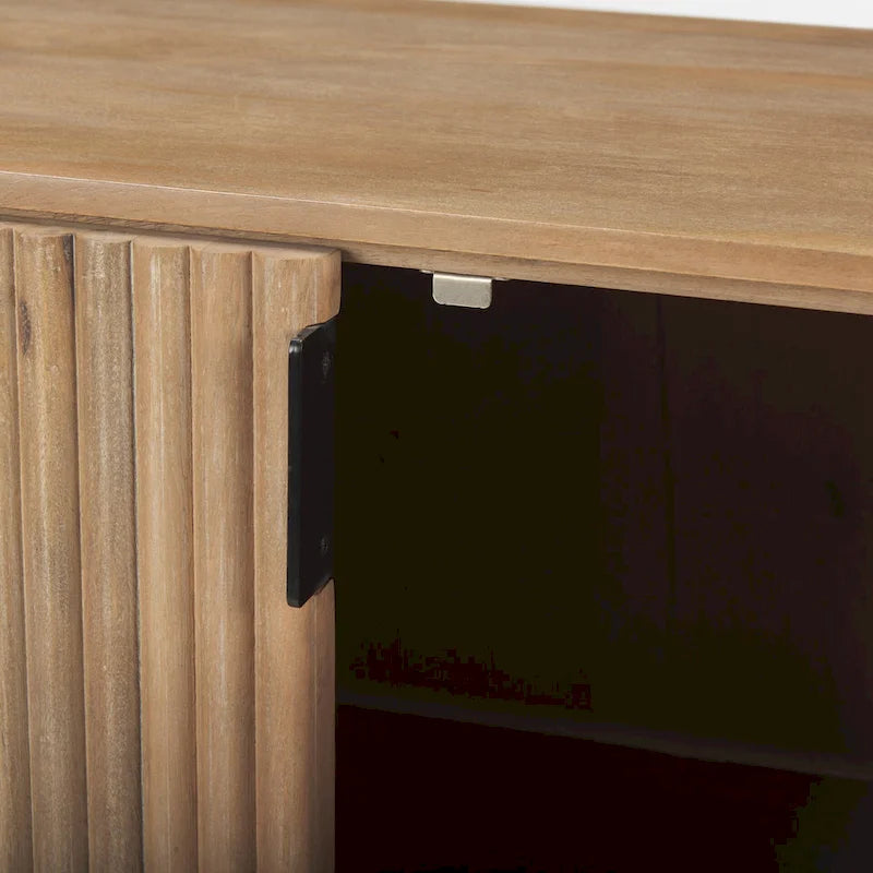Terra Dark Brown Solid Wood Fluted Sideboard - 72.0L x 18.5W x 32.0H