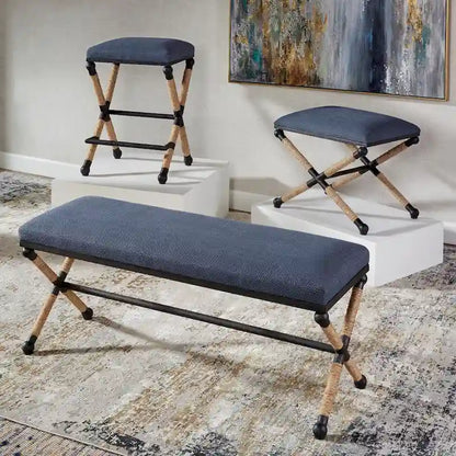 Uttermost Firth Rustic Navy Bench - 48W x 21H x 16D