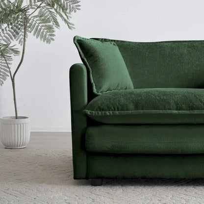 Comfy Deep Single Seat Sofa Upholstered Reading Armchair Living Room Chair Green Chenille Fabric , 1 Toss Pillow