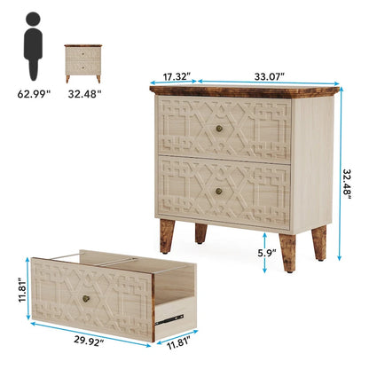 2 Drawer Lateral File Cabinet, Office Filing Cabinet for A4 / Letter Size/Legal Size Files