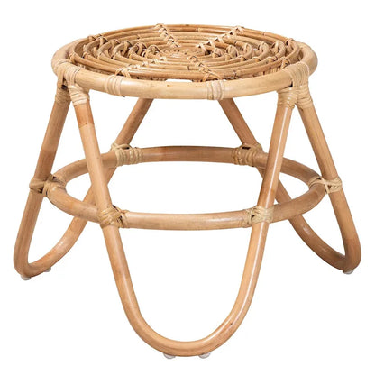 bali & pari Jacinda Modern Bohemian Natural Brown Rattan End Table