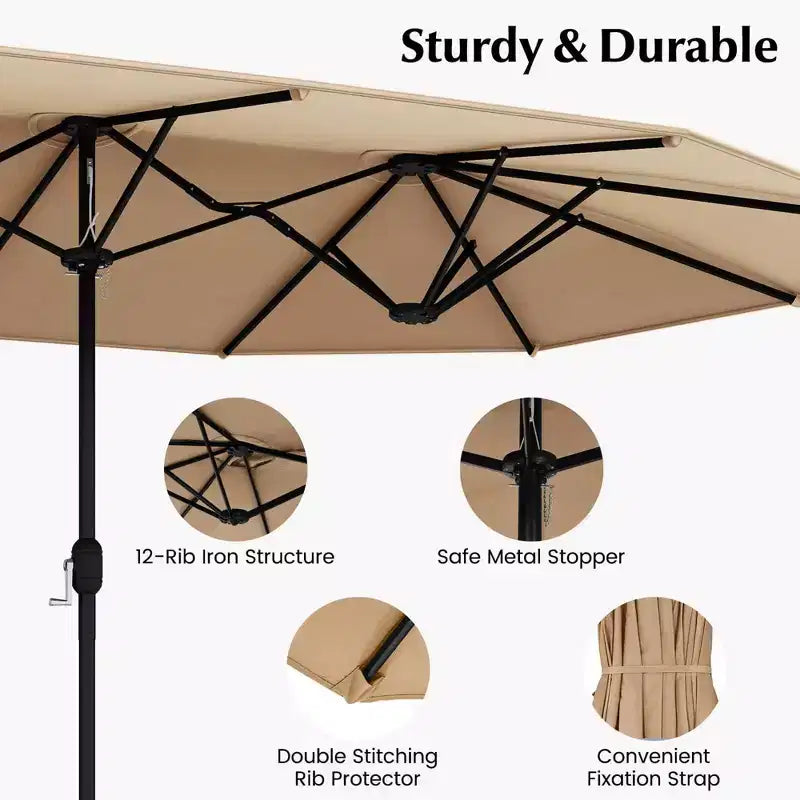 Costway 10 Pieces Patio Wicker Dining Set with Double-Sided Patio Umbrella 8 Armchairs Grey/Red/Orange/Turquoise/Beige/Coffee