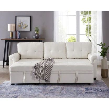 Perry Modern Reversible Sectional Sofa with Storage Chaise, Pullout Sleeper Sofa Couch Bed for Living Room