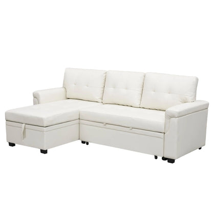 Perry Modern Reversible Sectional Sofa with Storage Chaise, Pullout Sleeper Sofa Couch Bed for Living Room
