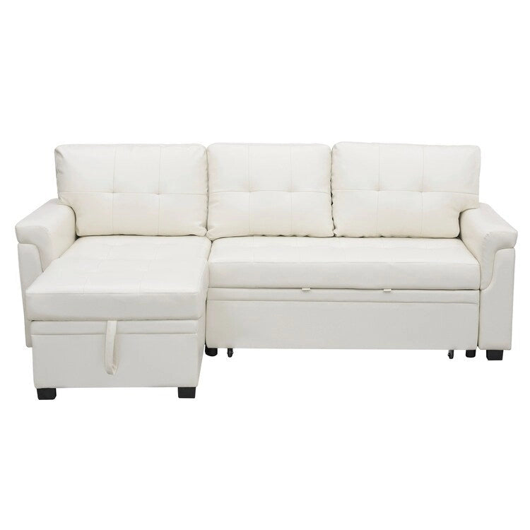 Perry Modern Reversible Sectional Sofa with Storage Chaise, Pullout Sleeper Sofa Couch Bed for Living Room