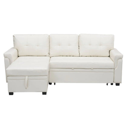 Perry Modern Reversible Sectional Sofa with Storage Chaise, Pullout Sleeper Sofa Couch Bed for Living Room