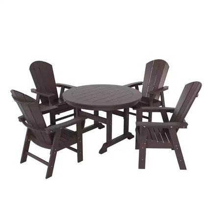 Ensemble table de salle à manger ronde et fauteuils à dossier incurvé WestinTrends 5 pièces pour patio extérieur