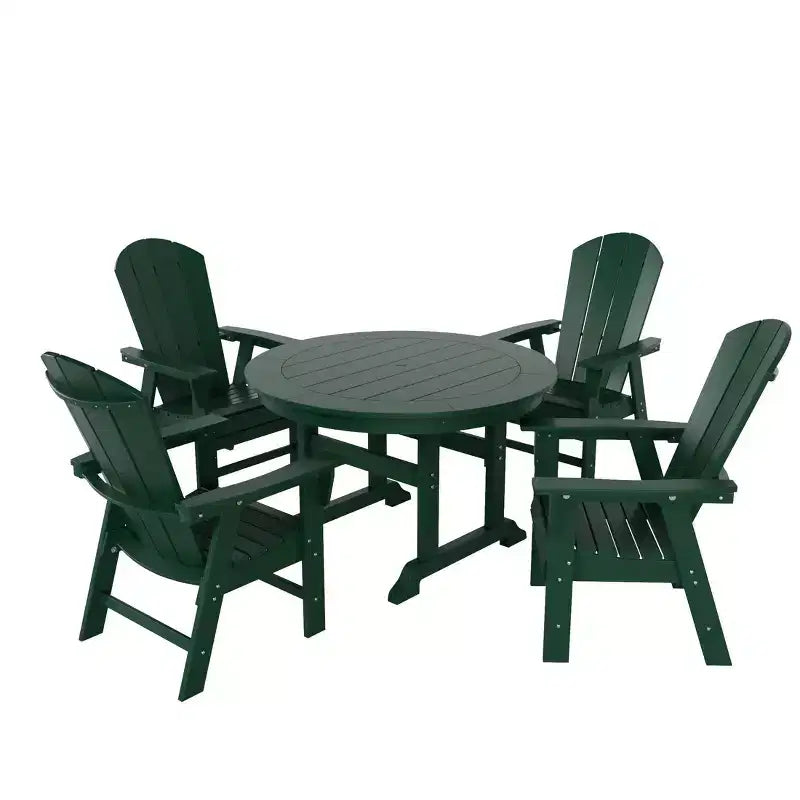 Ensemble table de salle à manger ronde et fauteuils à dossier incurvé WestinTrends 5 pièces pour patio extérieur