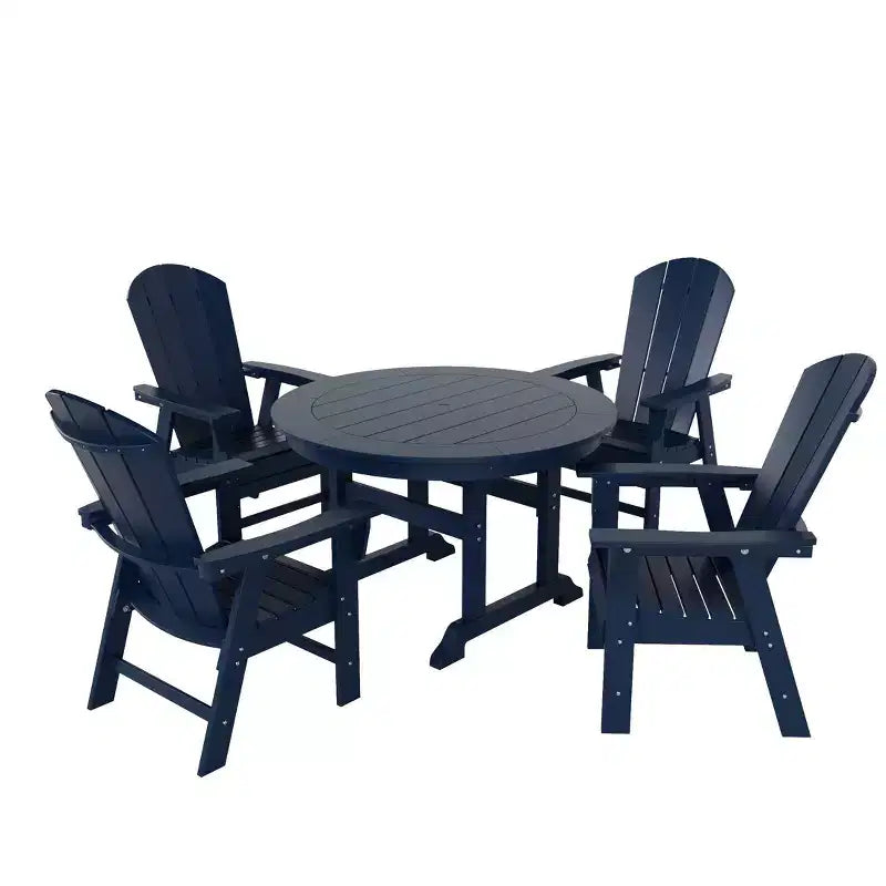 Ensemble table de salle à manger ronde et fauteuils à dossier incurvé WestinTrends 5 pièces pour patio extérieur