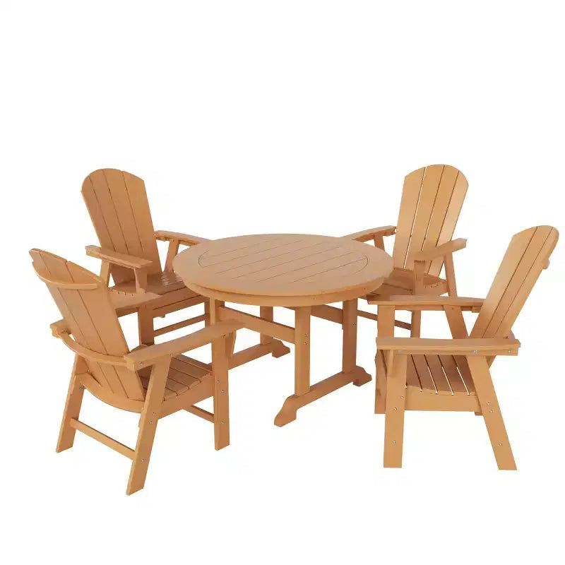 Ensemble table de salle à manger ronde et fauteuils à dossier incurvé WestinTrends 5 pièces pour patio extérieur