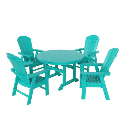 Ensemble table de salle à manger ronde et fauteuils à dossier incurvé WestinTrends 5 pièces pour patio extérieur