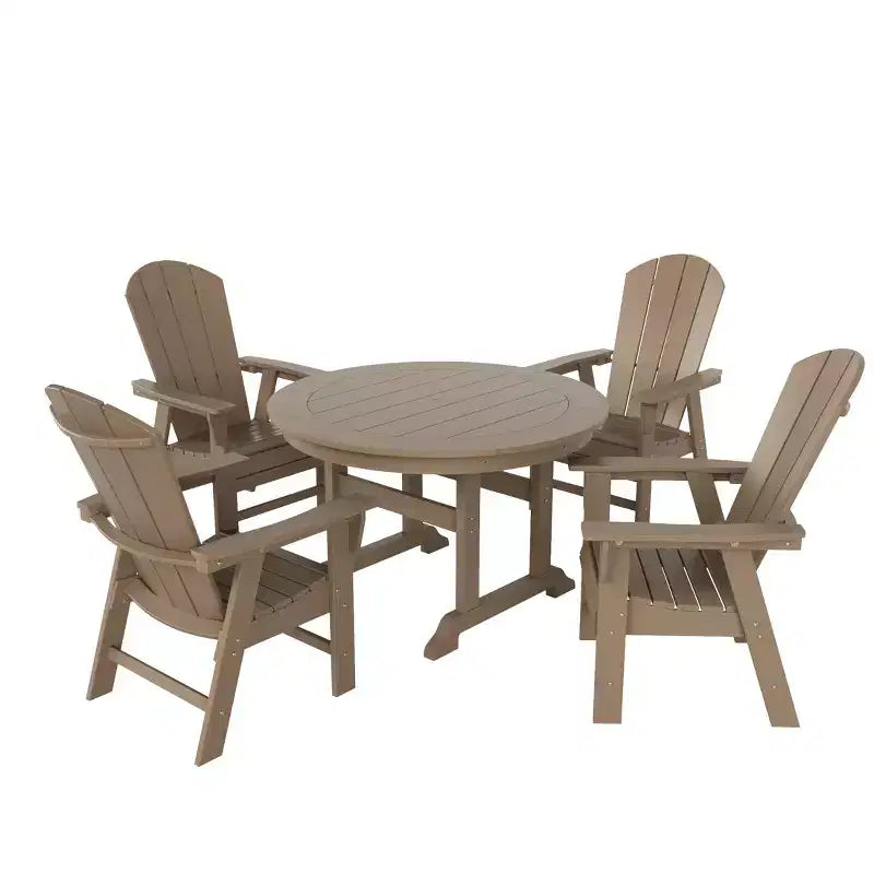 Ensemble table de salle à manger ronde et fauteuils à dossier incurvé WestinTrends 5 pièces pour patio extérieur