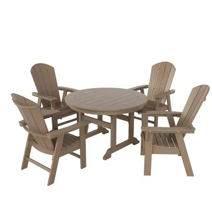 Ensemble table de salle à manger ronde et fauteuils à dossier incurvé WestinTrends 5 pièces pour patio extérieur