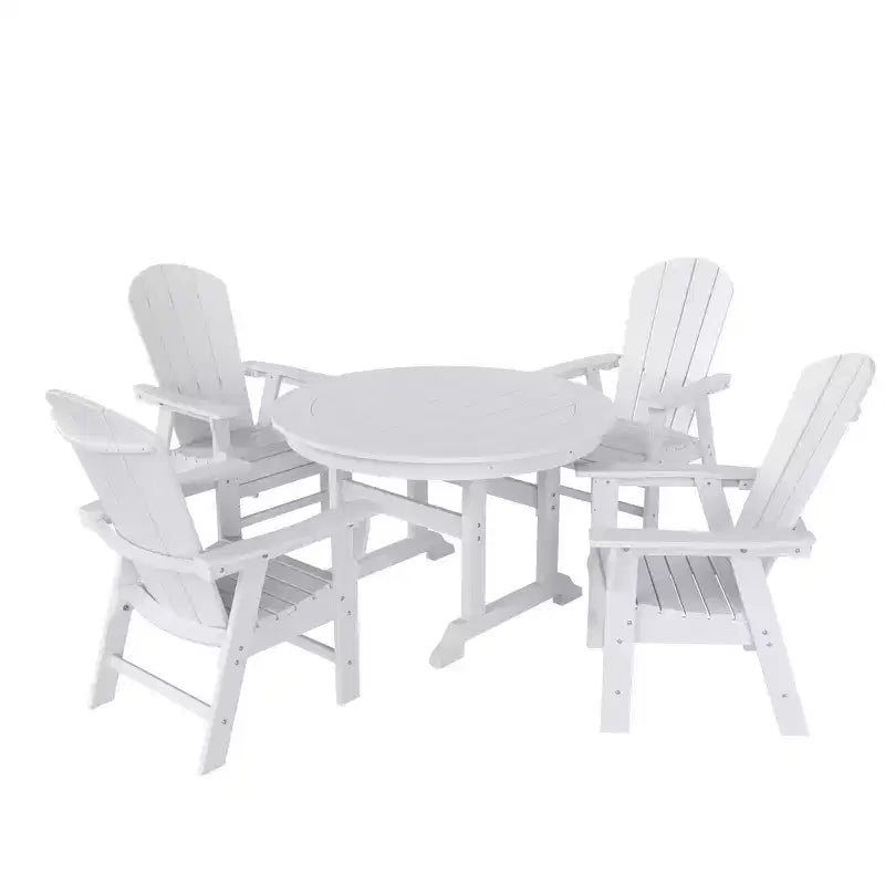 Ensemble table de salle à manger ronde et fauteuils à dossier incurvé WestinTrends 5 pièces pour patio extérieur