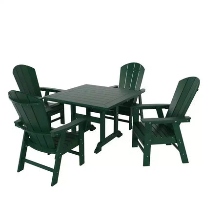 WestinTrends 5 Piece Outdoor Patio Dining Square Table and Curved Back Armchair Set