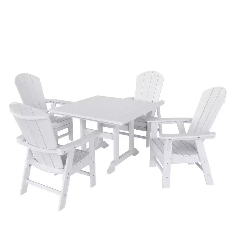 WestinTrends 5 Piece Outdoor Patio Dining Square Table and Curved Back Armchair Set