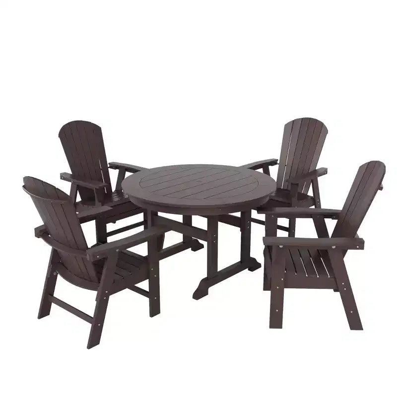Ensemble de 5 pièces WestinTrends : Table de salle à manger ronde et fauteuils coquille pour extérieur