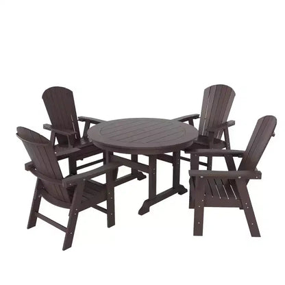 Ensemble de 5 pièces WestinTrends : Table de salle à manger ronde et fauteuils coquille pour extérieur