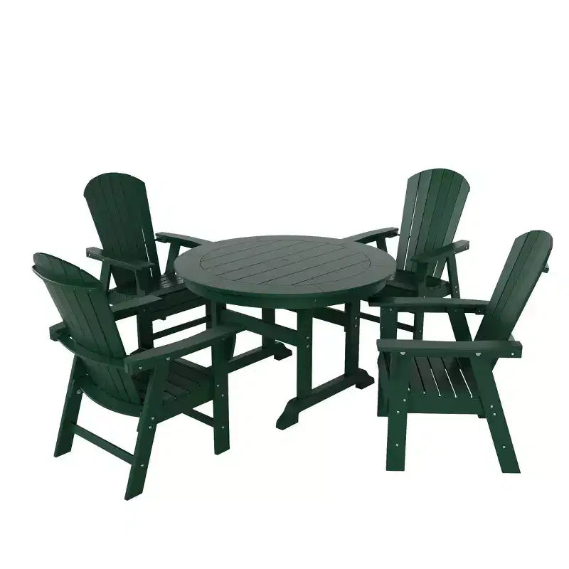 Ensemble de 5 pièces WestinTrends : Table de salle à manger ronde et fauteuils coquille pour extérieur