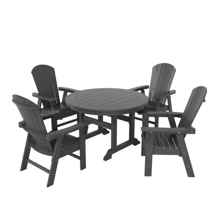 Ensemble de 5 pièces WestinTrends : Table de salle à manger ronde et fauteuils coquille pour extérieur