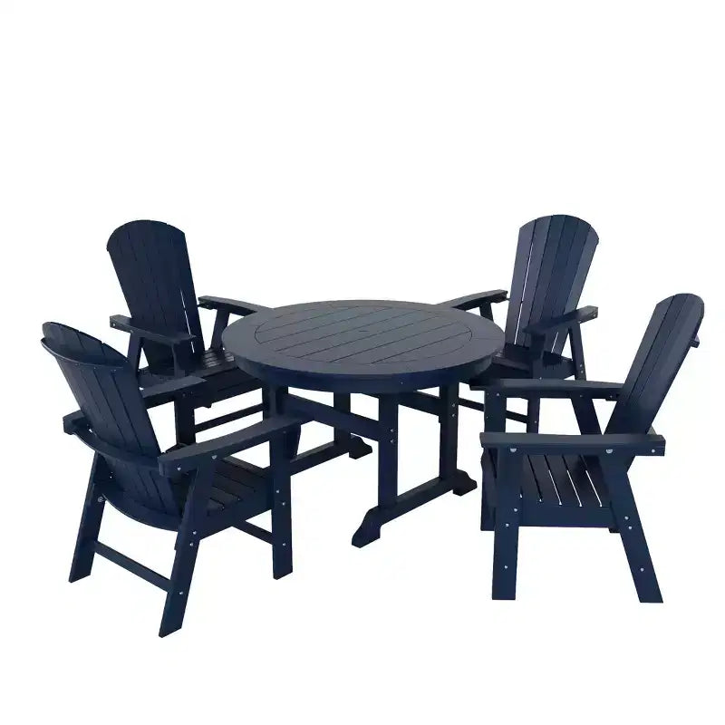 Ensemble de 5 pièces WestinTrends : Table de salle à manger ronde et fauteuils coquille pour extérieur