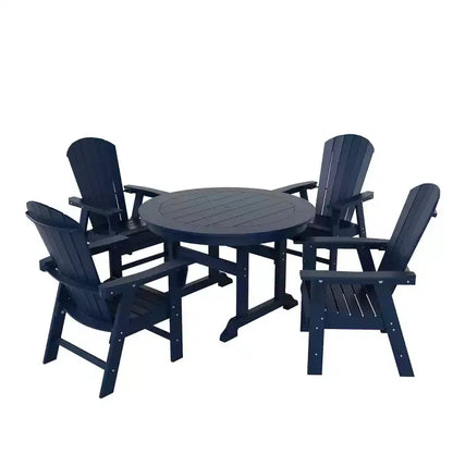 Ensemble de 5 pièces WestinTrends : Table de salle à manger ronde et fauteuils coquille pour extérieur