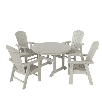 Ensemble de 5 pièces WestinTrends : Table de salle à manger ronde et fauteuils coquille pour extérieur