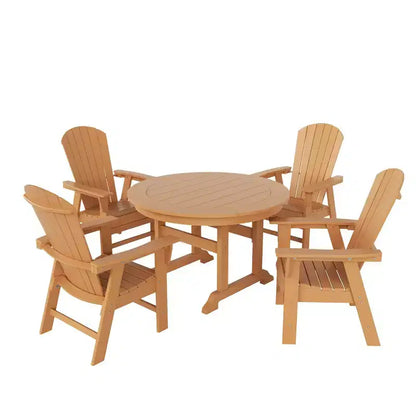 Ensemble de 5 pièces WestinTrends : Table de salle à manger ronde et fauteuils coquille pour extérieur
