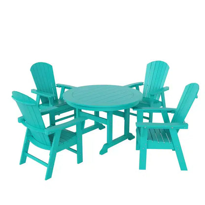 Ensemble de 5 pièces WestinTrends : Table de salle à manger ronde et fauteuils coquille pour extérieur