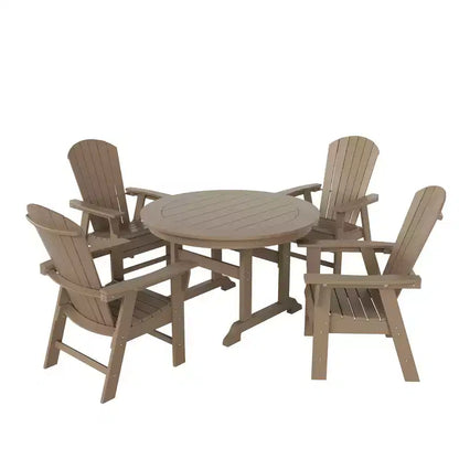 Ensemble de 5 pièces WestinTrends : Table de salle à manger ronde et fauteuils coquille pour extérieur