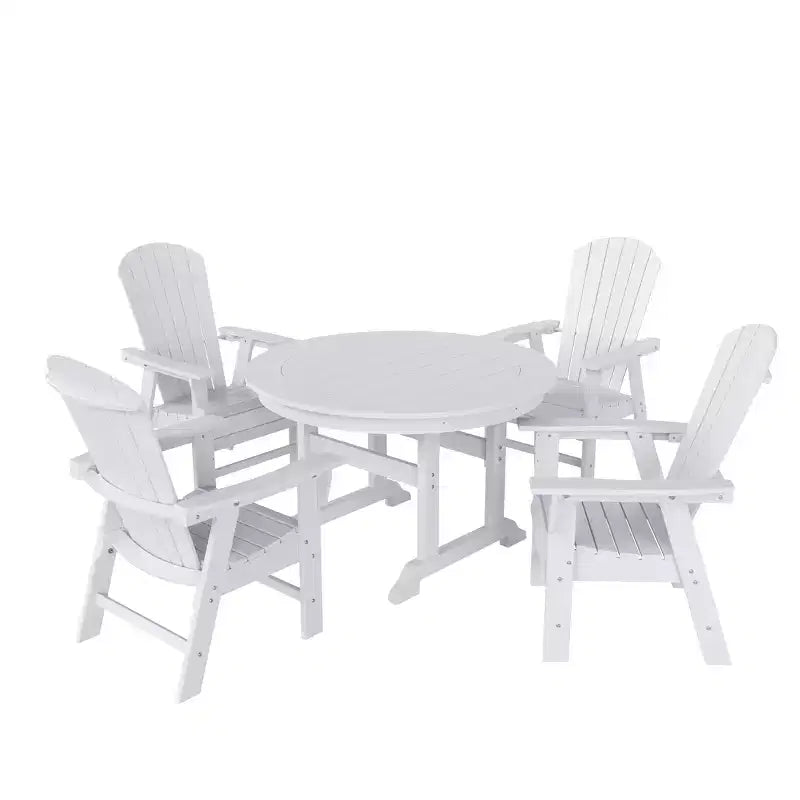 Ensemble de 5 pièces WestinTrends : Table de salle à manger ronde et fauteuils coquille pour extérieur