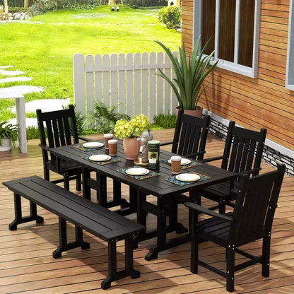 WestinTrends 6 Piece Outdoor Patio Dining Set Outdoor Table and Bench Armchair Set