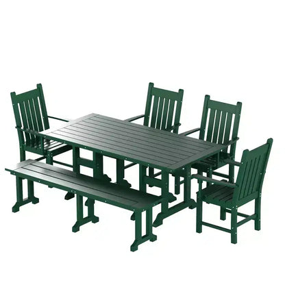 WestinTrends 6 Piece Outdoor Patio Dining Set Outdoor Table and Bench Armchair Set