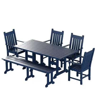 WestinTrends 6 Piece Outdoor Patio Dining Set Outdoor Table and Bench Armchair Set