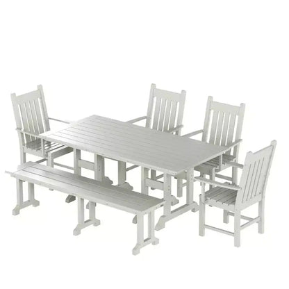 WestinTrends 6 Piece Outdoor Patio Dining Set Outdoor Table and Bench Armchair Set