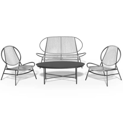 Ensembles de salle à manger Hyleory Acapulco 4 pièces d'extérieur (comprenant une table ovale et trois chaises en rotin PE)
